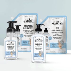 J.R. Watkins Gel Hand Soap Refill, Moisturizing Hand Wash, All Natural, Alcohol-Free, Cruelty-Free, USA Made, Ocean Breeze, 34 Fl Oz, 3 Pack