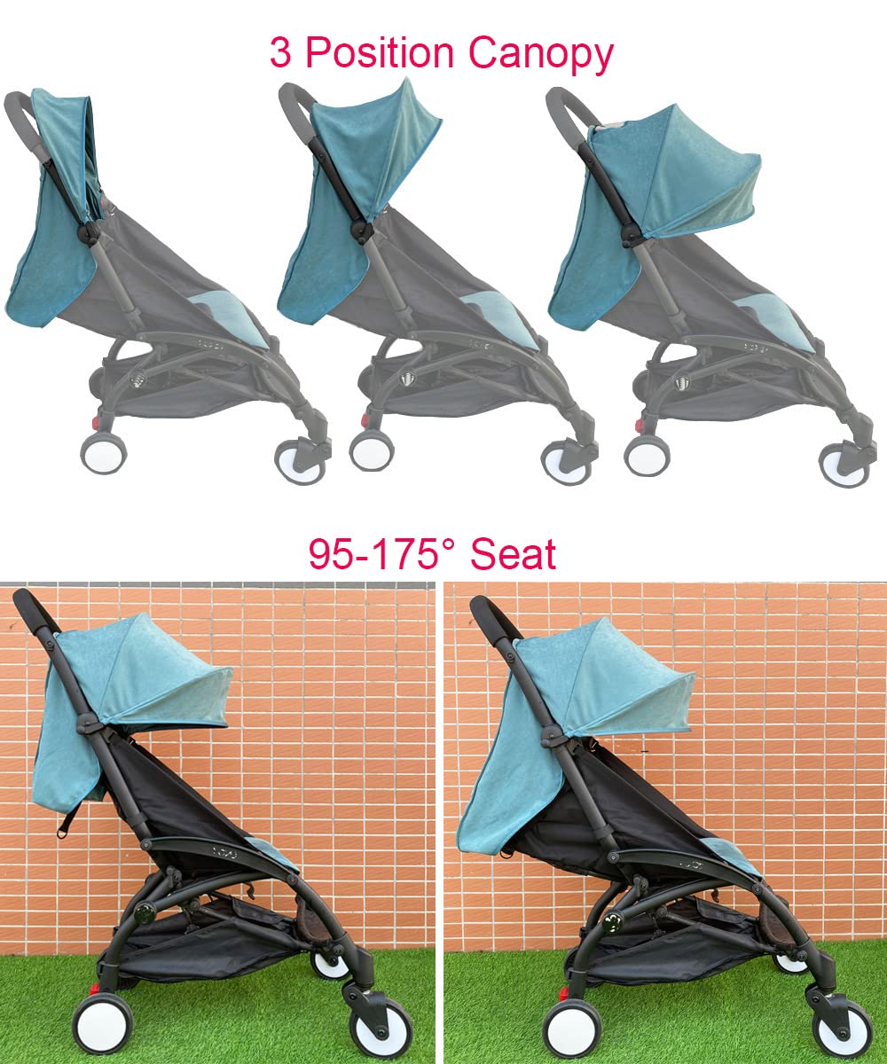 Waterproof 175 Degree Replacement Set, Canopy, Seat Cushion,Washing Kit Fit for Babyzen YOYO2 Strollers (Aqua)