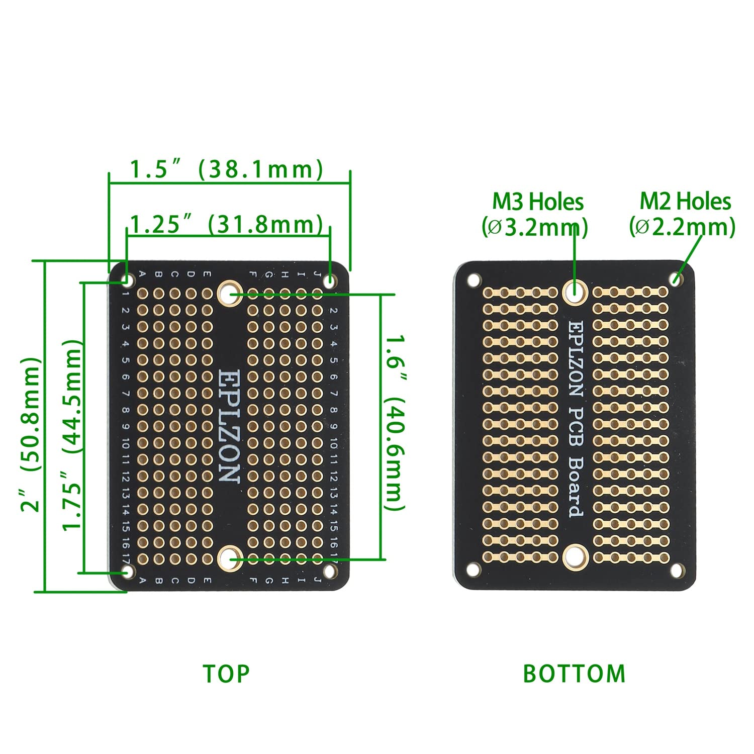 EPLZON Solderable Breadboard PCB Board Gold-Plated Solder Breadboard for DIY Electronics Projects Apply to Arduino Soldering Projects 3.5"x2.05" (5 Pack + 2 Mini Board, Black)