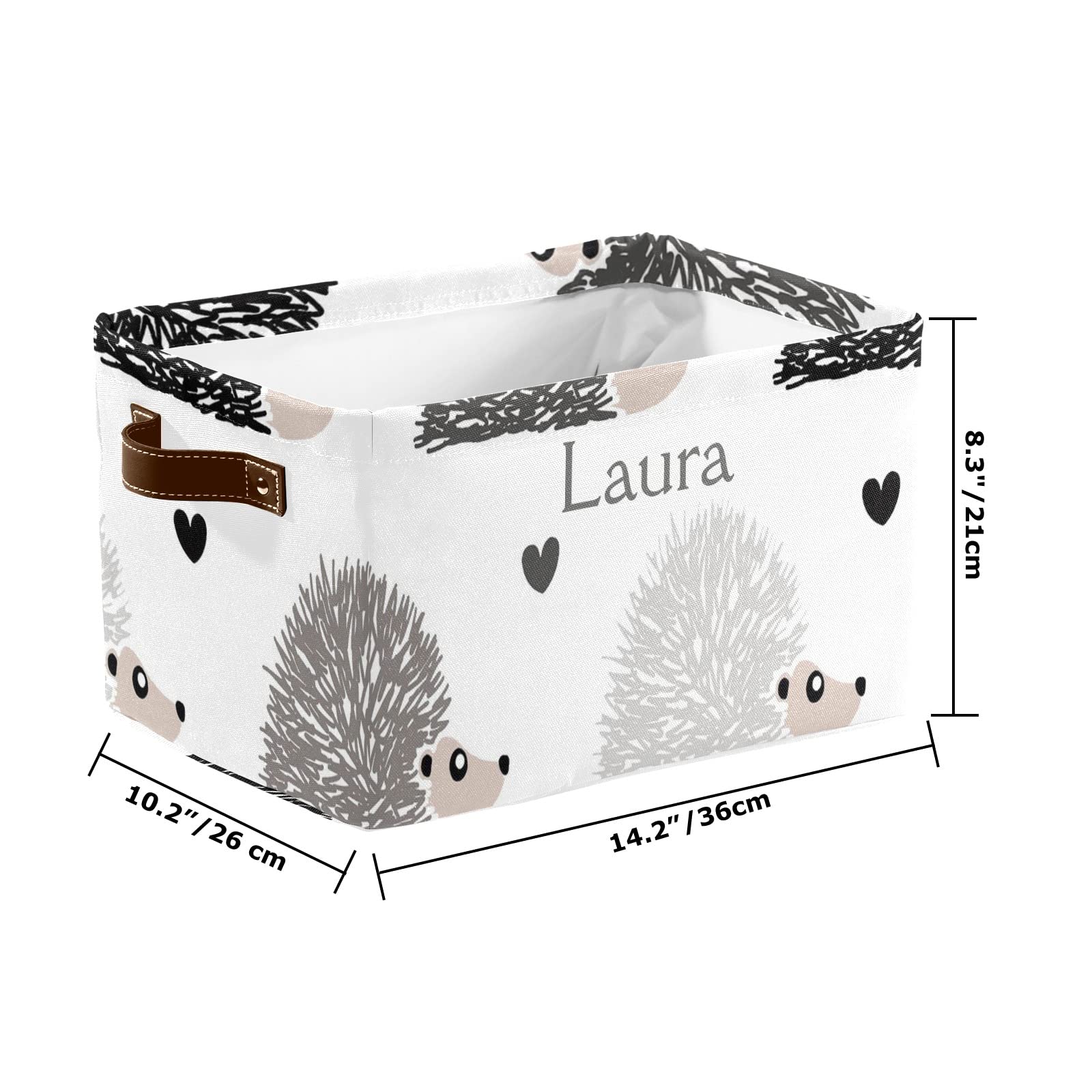 Cartoon Hedgehog Personalized Custom Name Waterproof Storage Boxs Baskets Clothts Towel Book for Bathroom Office 1 Pack