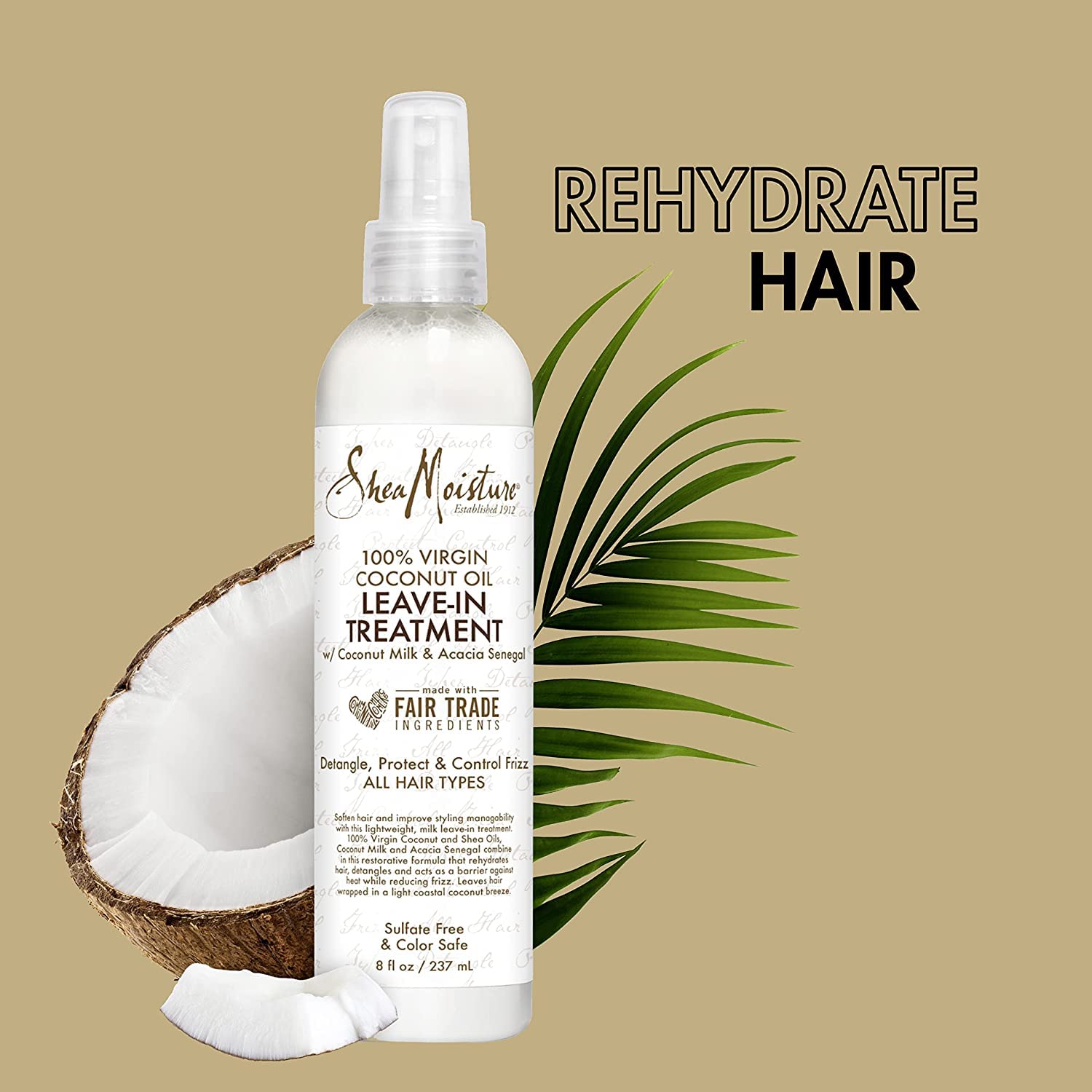 SheaMoisture Curly Hair Leave-in Conditioner Spray, with Virgin Coconut Oil, Shea Butter and Coconut Milk for Anti-Frizz Care (Pack of 2-8 Fl Oz Ea)