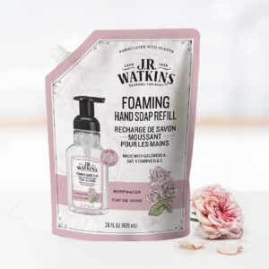 J.R. Watkins Foaming Hand Soap Refills, All Natural, Alcohol-Free Hand Wash, Cruelty-Free, Moisturizing Hand Soap Refill for Bathroom or Kitchen, Rosewater, 28 fl oz Foam Soap Refill, 3 Pack