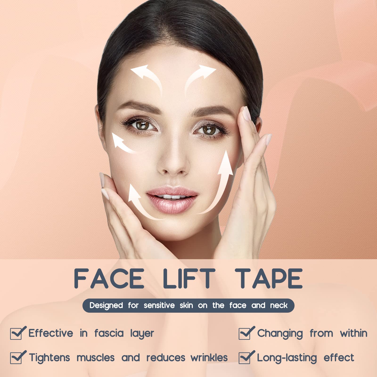 2 Rolls Facial Myofascial Lift Tape,Face Eye Neck Lift Tape, Unisex Anti-Wrinkle Patches Anti-Freeze Stickers for Firming And Tightening Skin