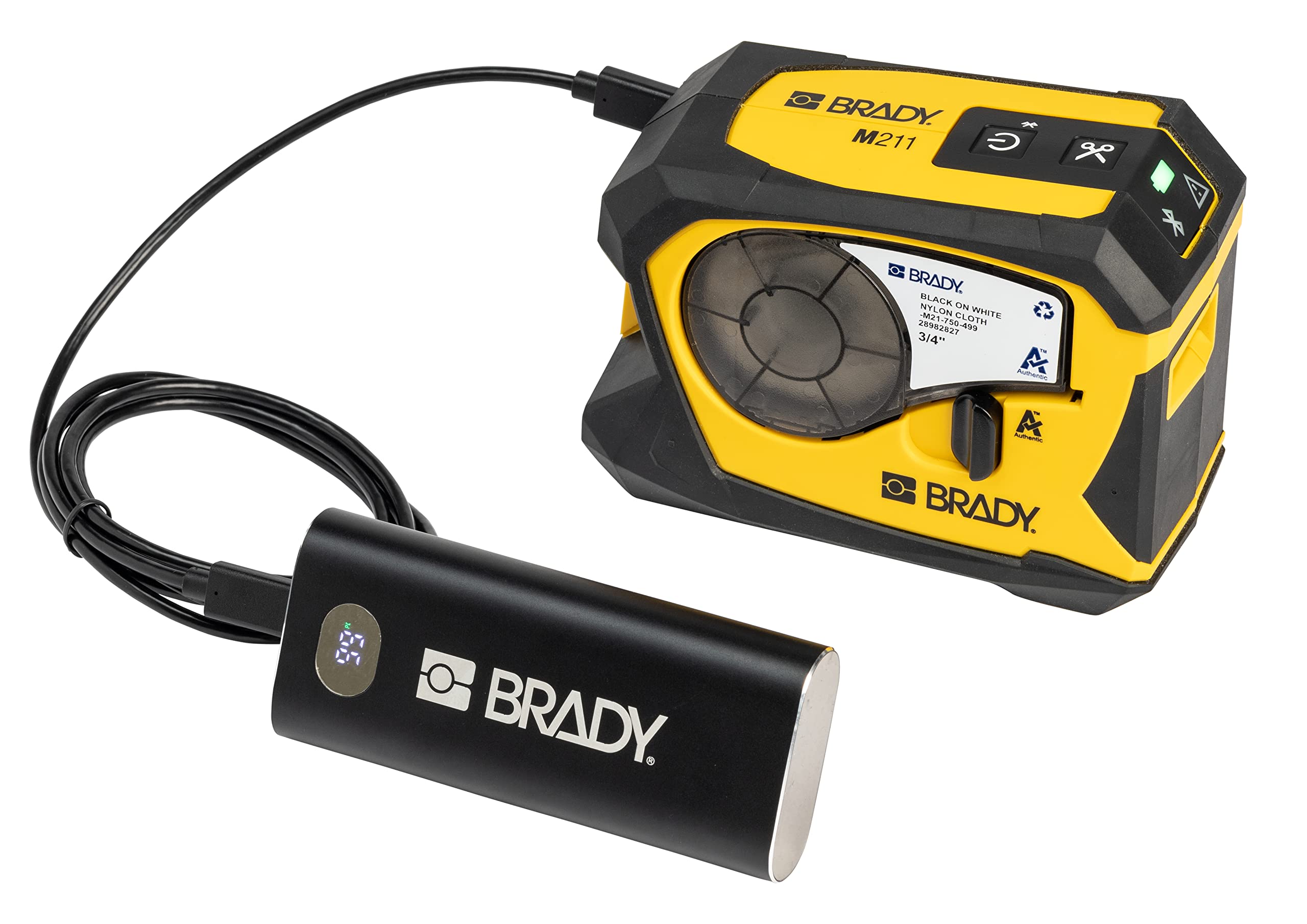 Brady M211 Portable Bluetooth Label Printer Kit (M211-KIT), Yellow/Black