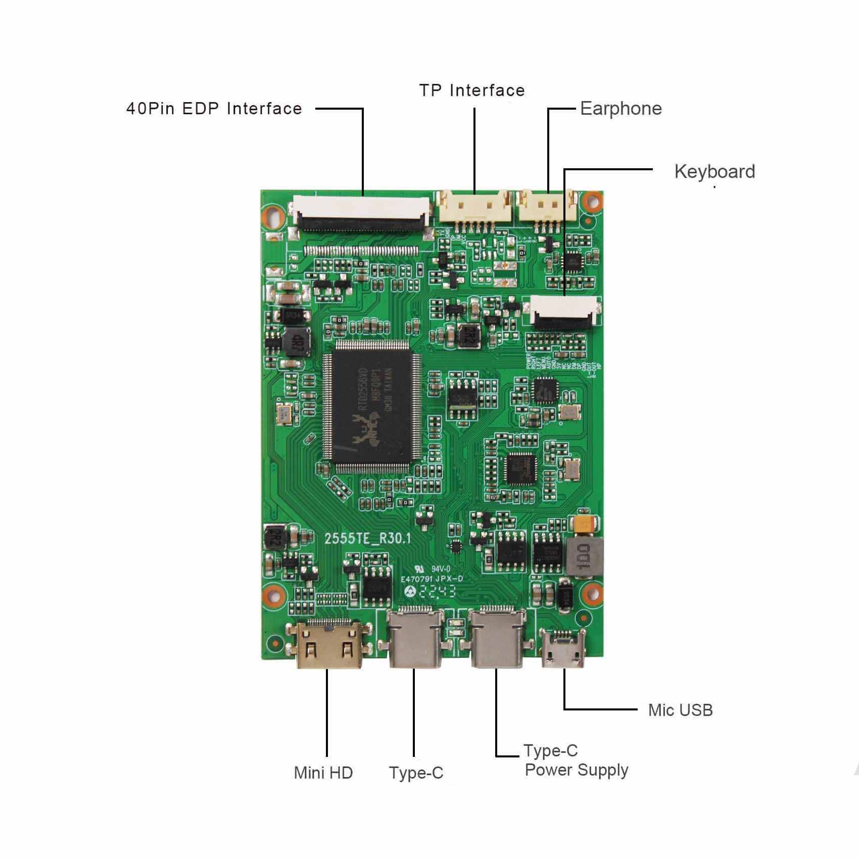 FanyiTek USB C Type C HDMI Controller Board 40 pin for 15.6" 1920x1080 NV156FHM-T10 B156HAK03.0 B156HAK02.0 EDP IPS LCD Screen