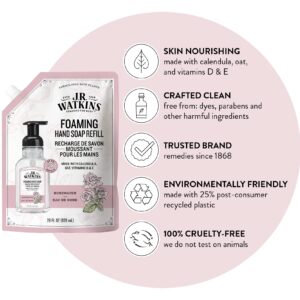 J.R. Watkins Foaming Hand Soap Refills, All Natural, Alcohol-Free Hand Wash, Cruelty-Free, Moisturizing Hand Soap Refill for Bathroom or Kitchen, Rosewater, 28 fl oz Foam Soap Refill, 3 Pack