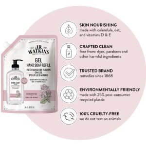 J.R. Watkins Gel Hand Soap Refill, Moisturizing Hand Wash, All Natural, Alcohol-Free, Cruelty-Free, USA Made, Rosewater, 34 Fl Oz, 3 Pack