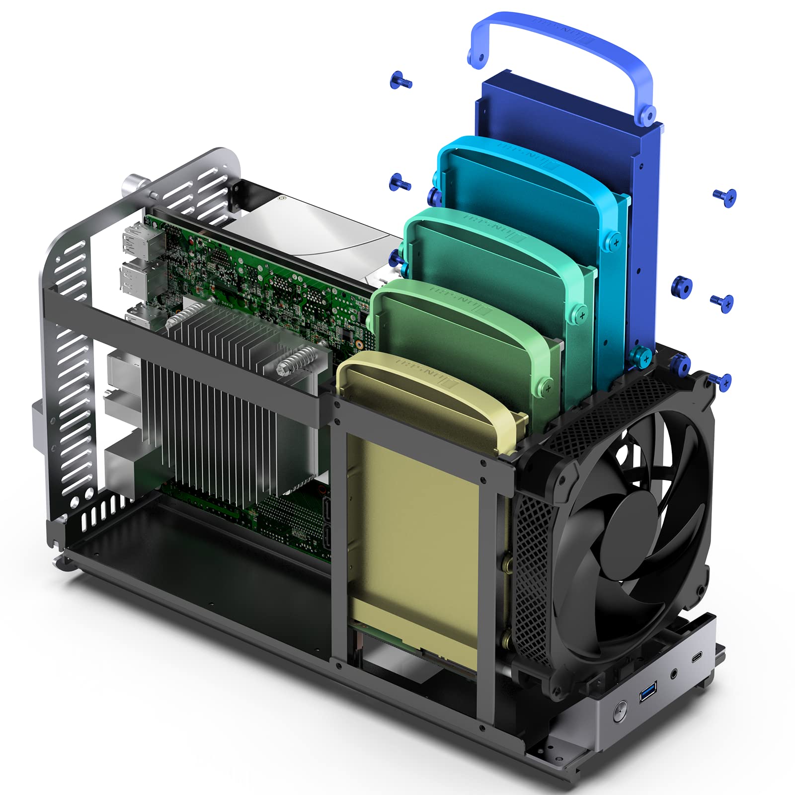 JONSBO N1 Mini-ITX NAS Chassis, ITX Computer Case, 5+1 Disk Bays NAS Mini Aluminum with Steel Plate Case, Built-in 14cm Fan, Only SFX Power Bite, Support H 70mm CPU Cooler