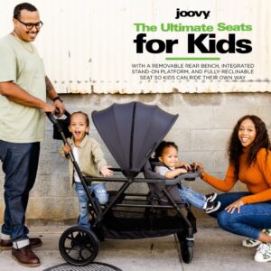 Joovy Caboose RS Sit & Stand Double Stroller for Children Up to 55 lb. with All-Terrain Wheels, UPF50+ Sun Canopy & Magnetic 5-Point Safety Harnesses, Jet