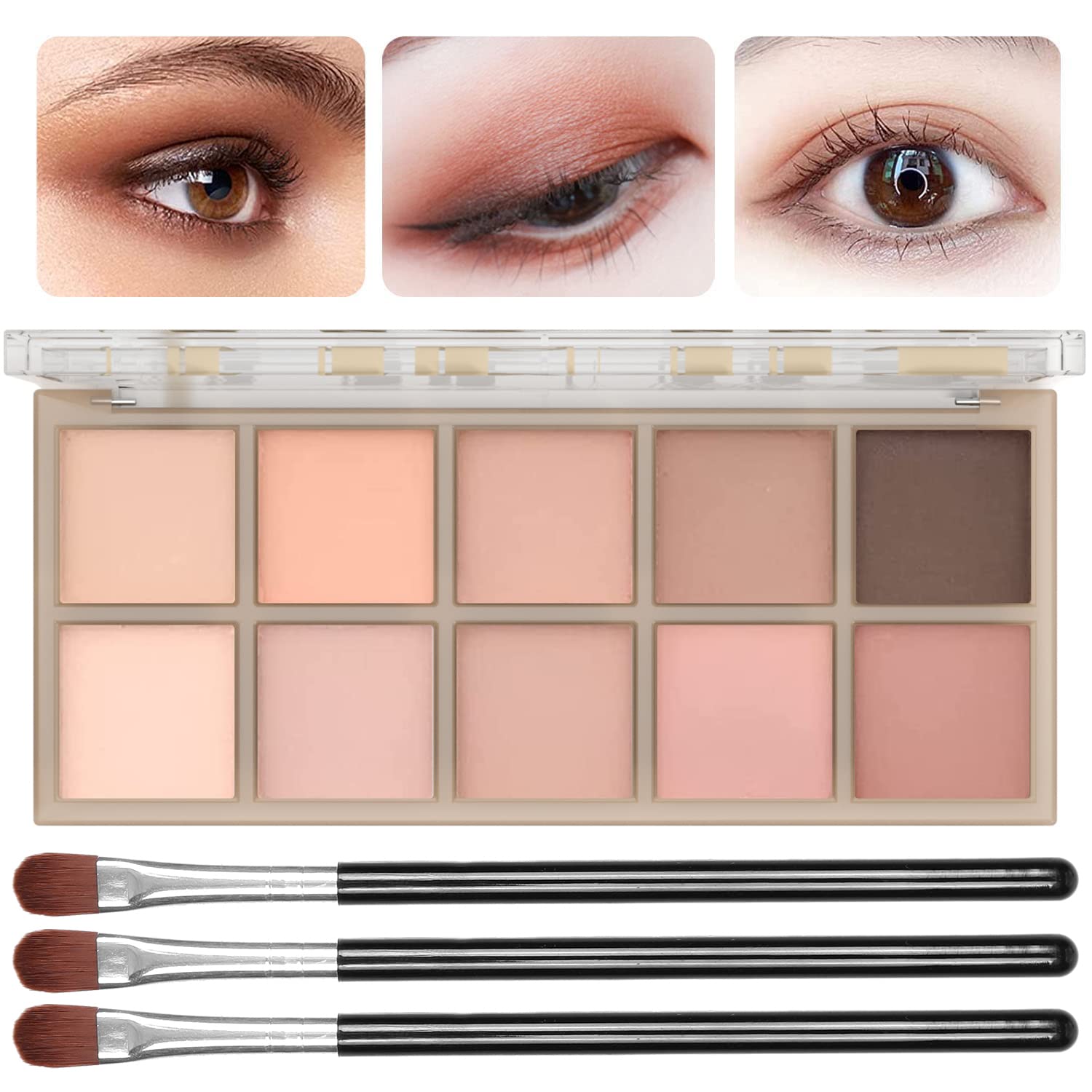 Sulily 10 Colors Eyeshadow Palette Matte Naked Eye Shadow Makeup,High Pigmented, Naturing-Looking, Ultra-Blendable,Long Lasting High Pigment Nude Eyeshadow with 3 Eyeshadow Brush(Milk Tea)