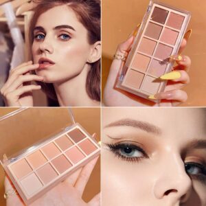 Sulily 10 Colors Eyeshadow Palette Matte Naked Eye Shadow Makeup,High Pigmented, Naturing-Looking, Ultra-Blendable,Long Lasting High Pigment Nude Eyeshadow with 3 Eyeshadow Brush(Milk Tea)