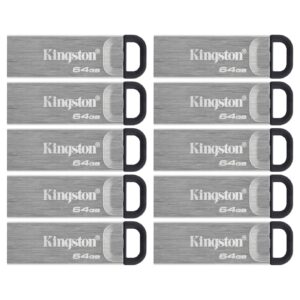 Kingston 64GB DataTraveler Kyson USB 3.2 Gen 1 200MB/s Read Metal Flash Drive (10-pack) (10 Items)