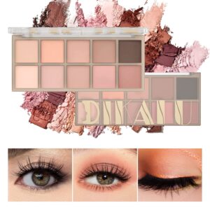 Sulily 10 Colors Eyeshadow Palette Matte Naked Eye Shadow Makeup,High Pigmented, Naturing-Looking, Ultra-Blendable,Long Lasting High Pigment Nude Eyeshadow with 3 Eyeshadow Brush(Milk Tea)