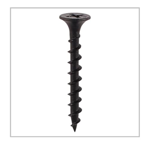 Drywall Screw Wood 6 Coarse Thread Sharp Point Drive 2 Phillips Bugle Head, Black, Ideal Screw for Drywall Sheetrock, Wood and More, 1 Inch, 144 Pack