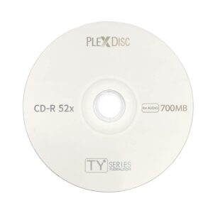 PlexDisc TY Series Blue CD-R 52X 700MB Digital Audio Logo Top Recordable Media Disc - 50pk Cake Box 669-814-BX (FFB), 50 Discs