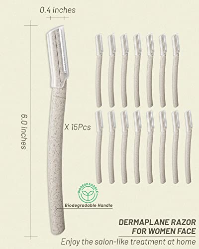 15 Pcs Dermaplane Razor for Women Face, Eyebrow Razors, Face shavers for Women, Multipurpose Dermaplaning Tool for Face