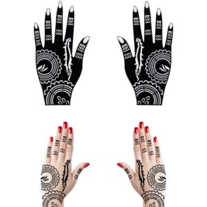 Kotbs 18 Sheets Temporary Tattoo Stencils, Indian Arabian Henna Tattoo Stencils, Glitter Airbrush Tattoo Stickers for Women Boys Girls Hand Body Art