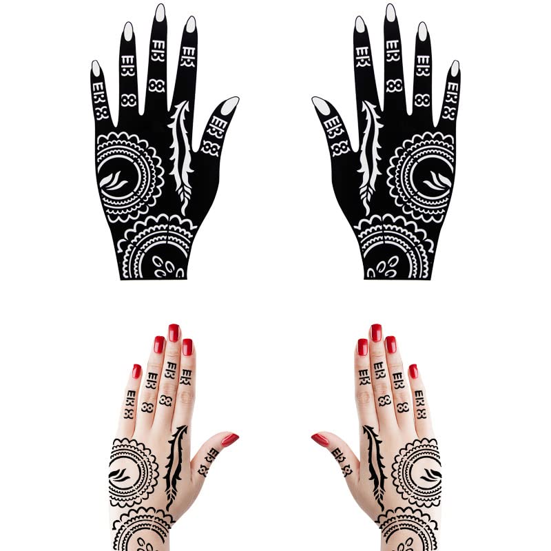 Kotbs 18 Sheets Temporary Tattoo Stencils, Indian Arabian Henna Tattoo Stencils, Glitter Airbrush Tattoo Stickers for Women Boys Girls Hand Body Art