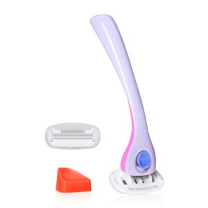 billie dreampop starter kit 1x razor handle + 2x 5-blade refills and magnetic holder, purple