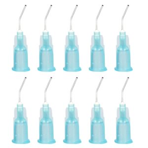 300 pcs bent blunt tip dispensing, bent flow dispensing tips, disposable bent irrigation blunt tips, great for oil or glue applicator (blue 23g)