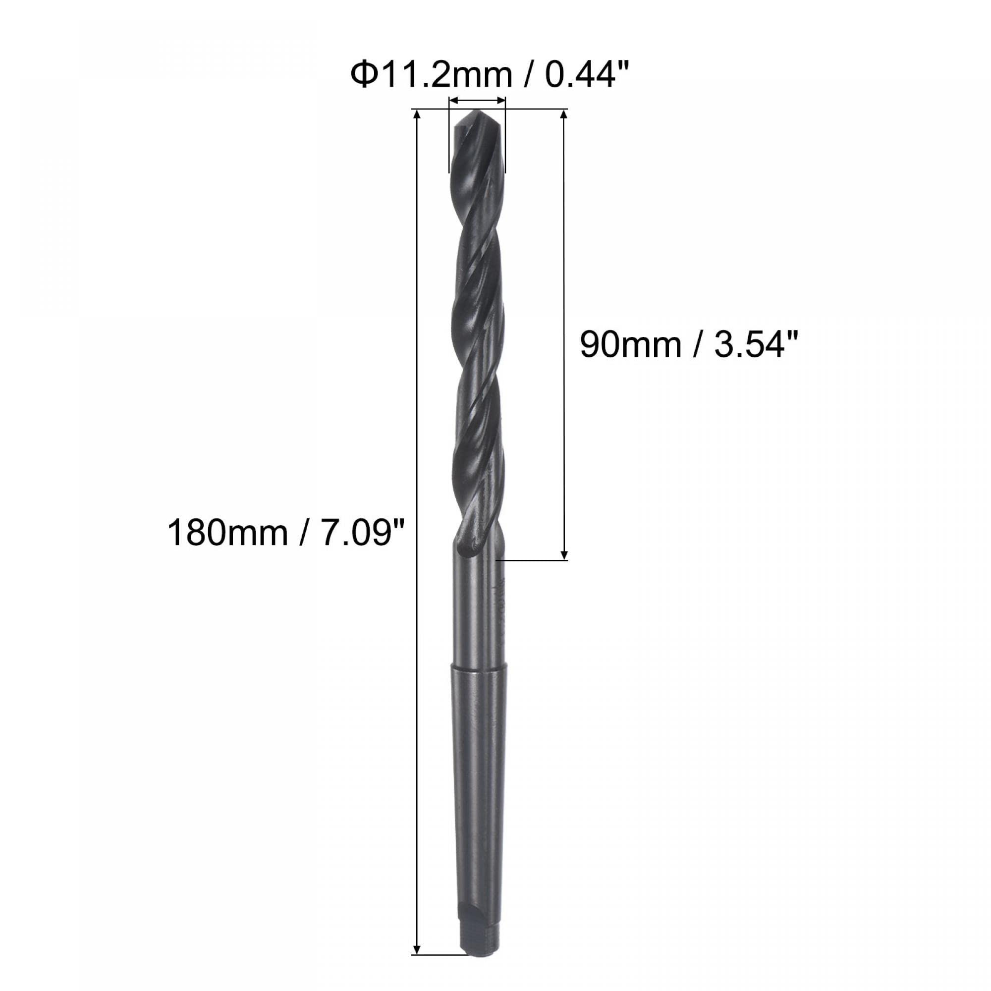 uxcell 11.2mm Twist Bit Jobber Drill Bit with MT1 Morse Taper Shank, 90mm Flute Length High-Speed Steel Black Oxide Taper Shank Drill Bits