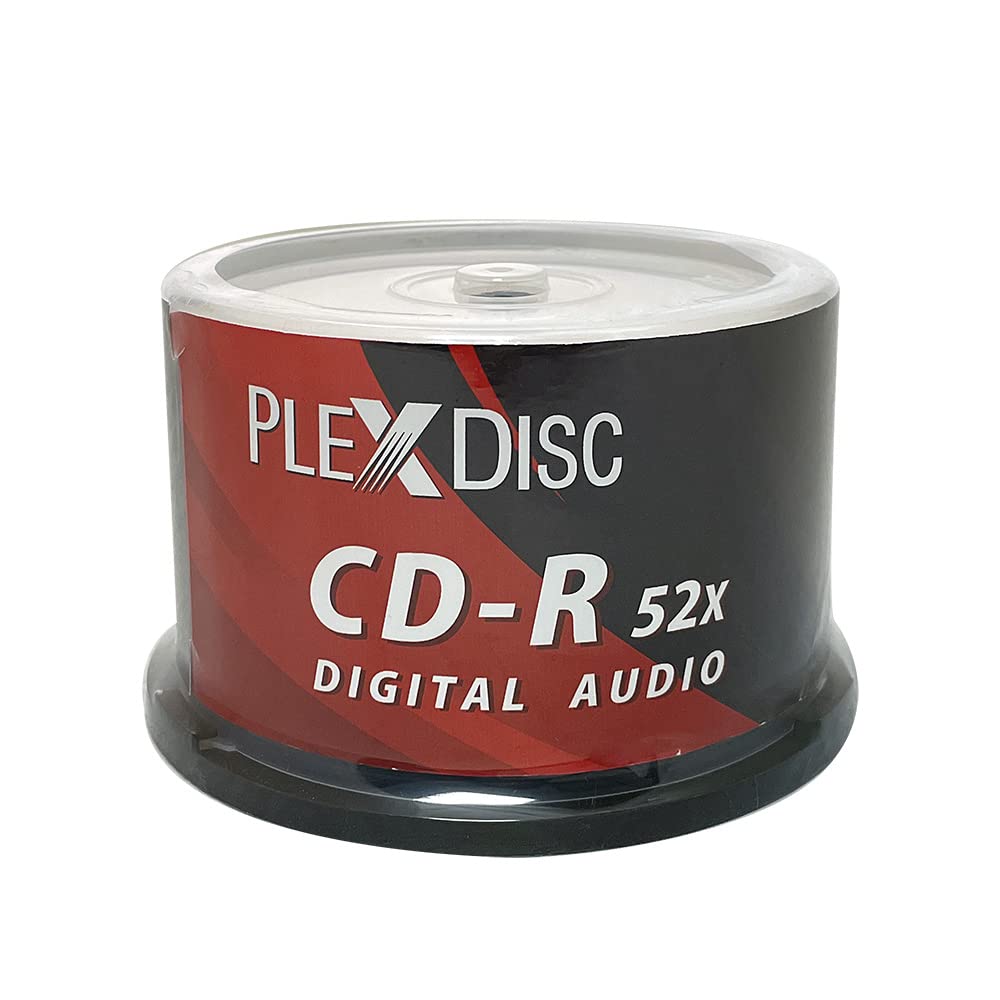 PlexDisc TY Series Blue CD-R 52X 700MB Digital Audio Logo Top Recordable Media Disc - 50pk Cake Box 669-814-BX (FFB), 50 Discs