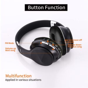 Lmminer Over-Ear Sports Bluetooth 5.0 Headphones Wireless Hi-Fi Stereo Foldable Lightweight Headset with Mic, 3.5Mm Single Jack, Soft Protein Earpads, for Travel, Home,Orange