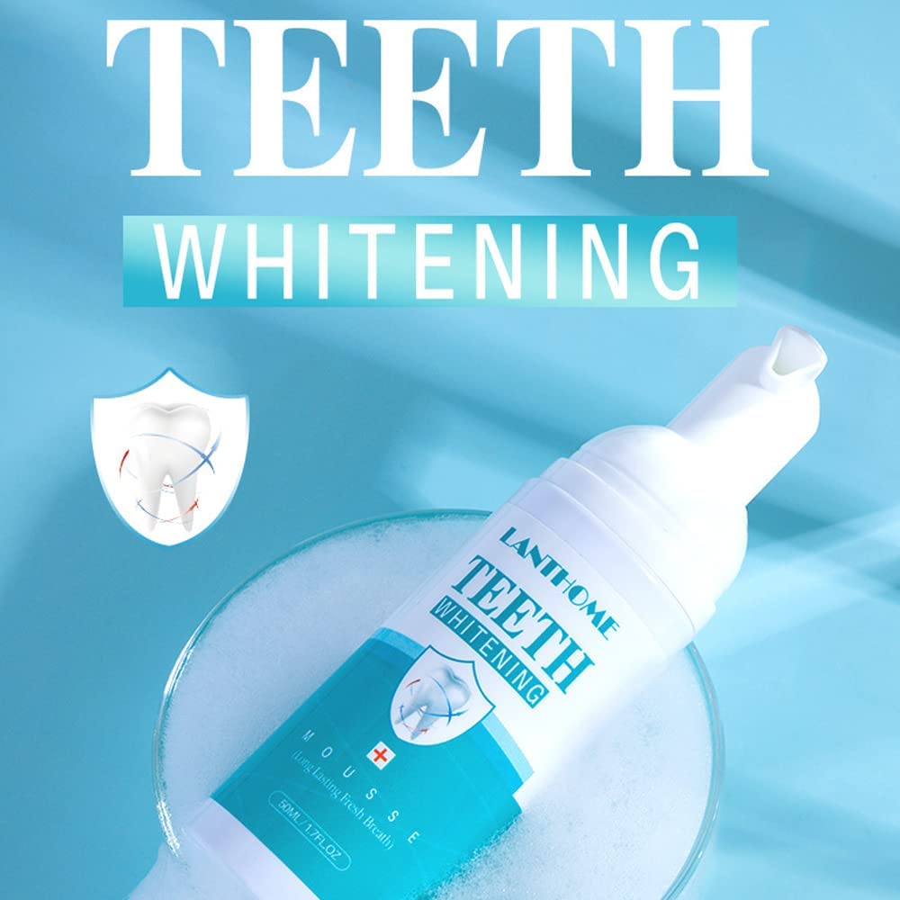 LANTHOME White Foam Teeth Whitening Products-Tooth Whitening Mousse, Easy to use Teeth Whitener Foam for White Teeth,Freshens Breath, Whitens Teeth & Fights Bad Breath 50ml