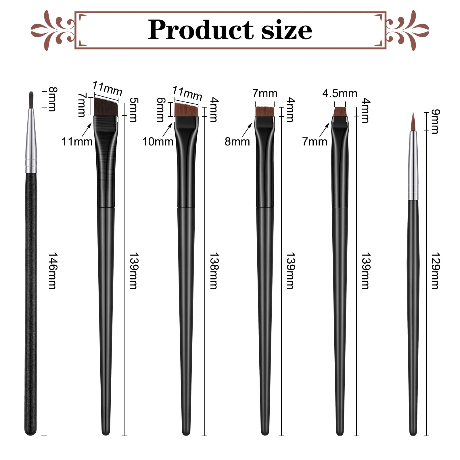 Potchen 30 Pcs Eyeliner Brush Set Gel Angled Eye Liner Brush Fine Flat Slanted Eyebrow Brushes Define Brow Brushes Thin Makeup Brushes Tool for Women Girls Salon Beauty Cosmetic Esthetician Supplies