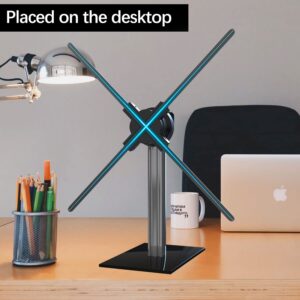 Missyou 3D Hologram Fan Desktop Stand with Tempered Glass Base and Aluminum Alloy Frame, Suitable for 27.5" or Smaller Fans(Desktop Stand (Height 15"))