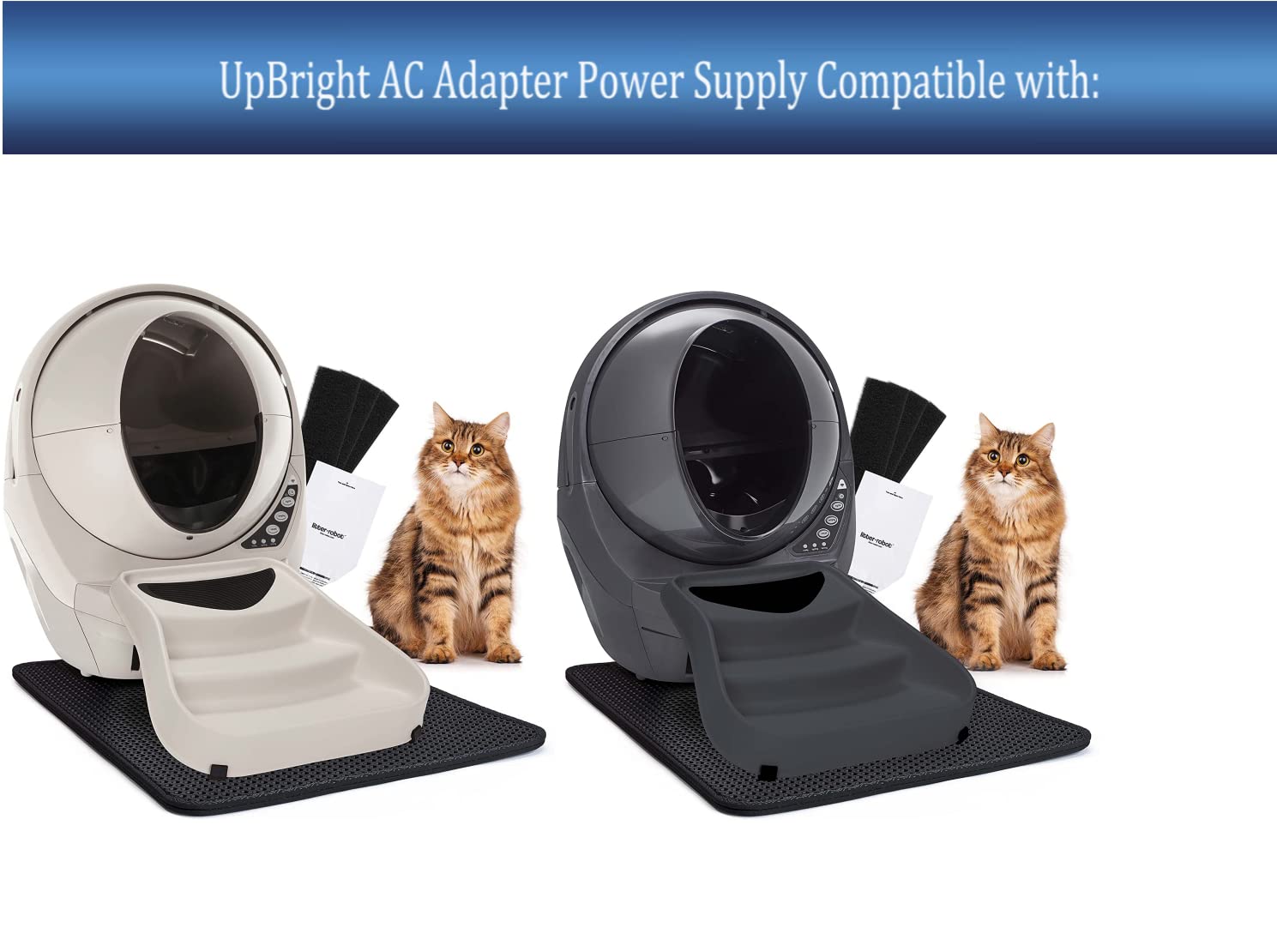 UpBright 15V AC/DC Adapter Compatible with Whisker Litter Robot 3 2 Open Air Connect III LR3 LR3C LR3C-1000 LR3C-COREBD-BE LR3C-COREBD-GR Self Cleaning Cat Litter Box 1.0A Power Supply Cord Charger