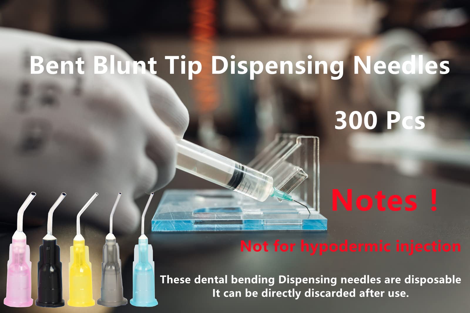 300 Pcs Bent Blunt Tip Dispensing, Bent Flow Dispensing Tips, Disposable Bent Irrigation Blunt Tips, Great for Oil or Glue Applicator (Blue 23G)