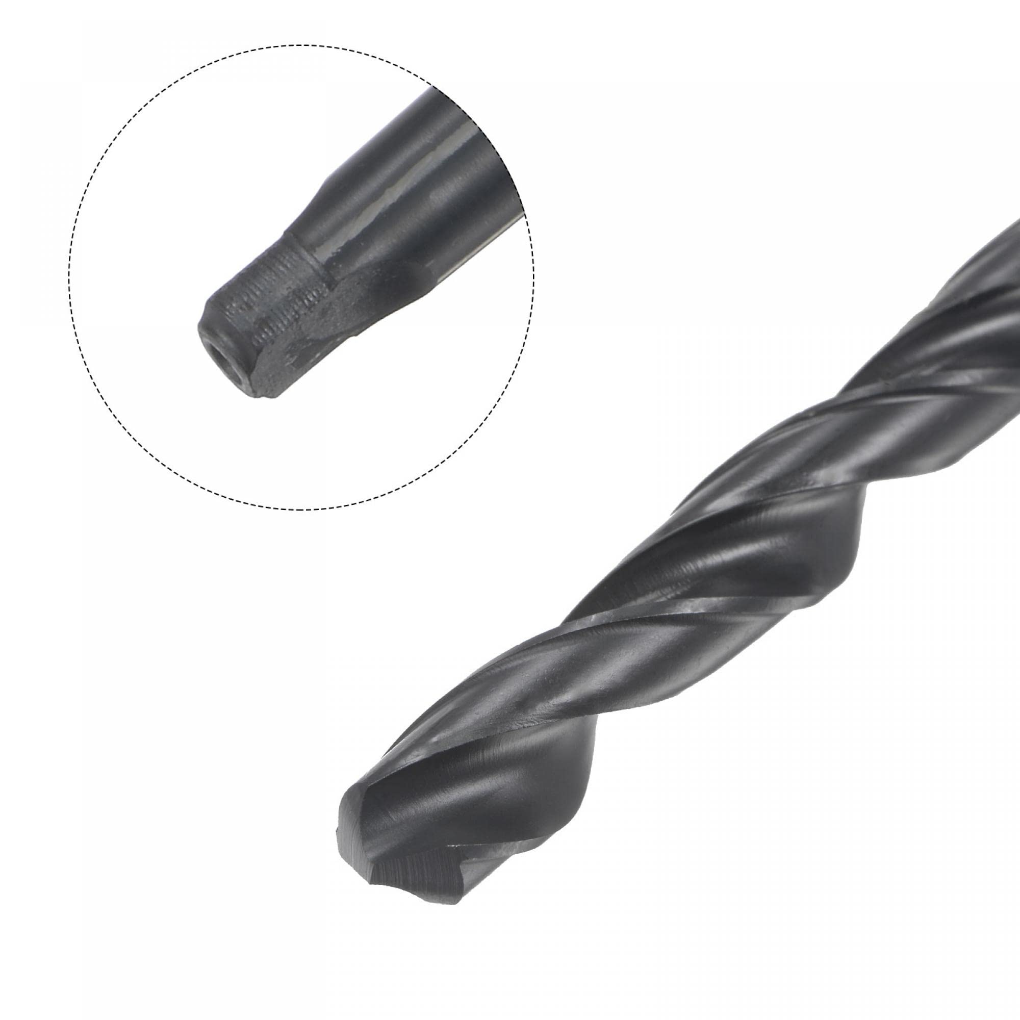 uxcell 11.2mm Twist Bit Jobber Drill Bit with MT1 Morse Taper Shank, 90mm Flute Length High-Speed Steel Black Oxide Taper Shank Drill Bits