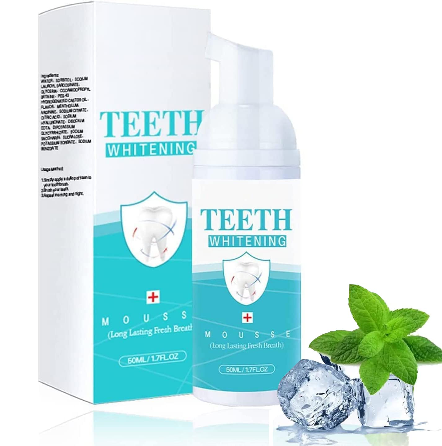 LANTHOME White Foam Teeth Whitening Products-Tooth Whitening Mousse, Easy to use Teeth Whitener Foam for White Teeth,Freshens Breath, Whitens Teeth & Fights Bad Breath 50ml