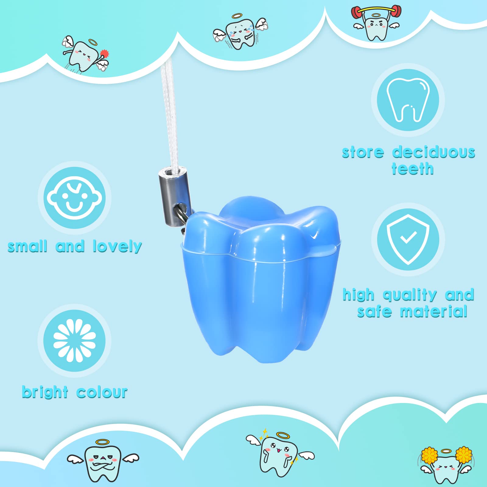 90 Pack Lost Teeth Saver Necklace Milk Teeth Storage Box Necklace Lovely Baby Milk Tooth Fairy Save Box Nice Child Teeth Keepsake Holder Tooth Organizer for Kids Lost Teeth Container, Shower Gift