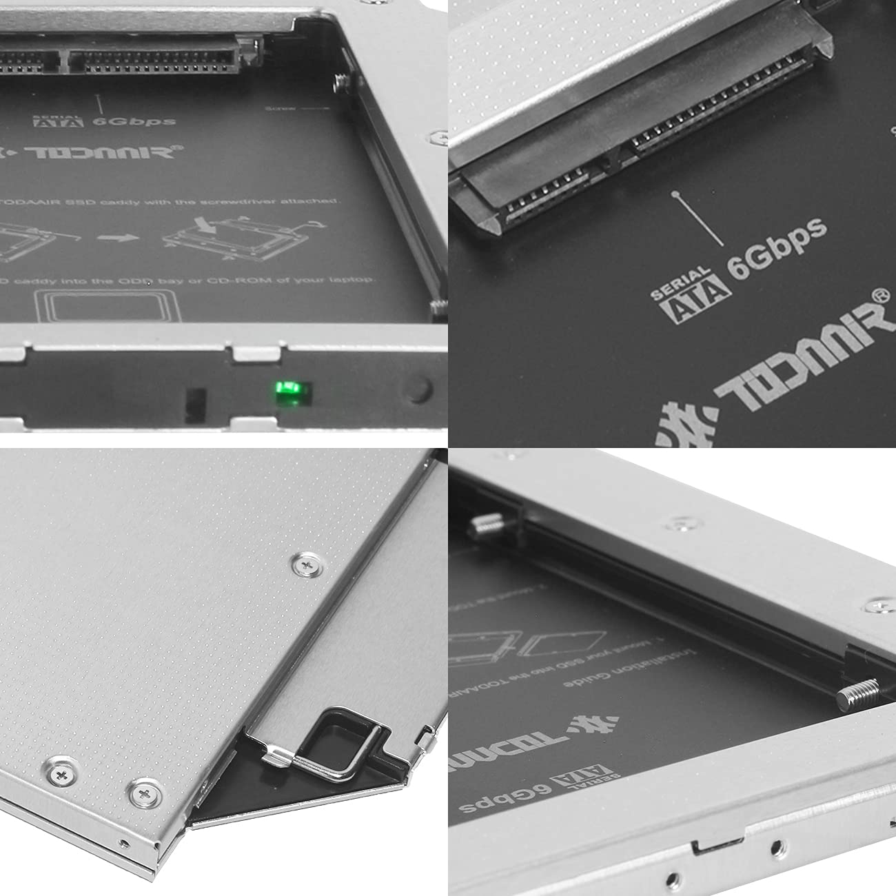 TODAAIR Computer Hard Drive Enclosures for CD/DVD ROM｜9.5mm｜SATA to SATA｜2nd SSD HDD｜Hard Drive Caddy｜MacBook Pro｜Compatible with All Systems｜All Brands Laptops