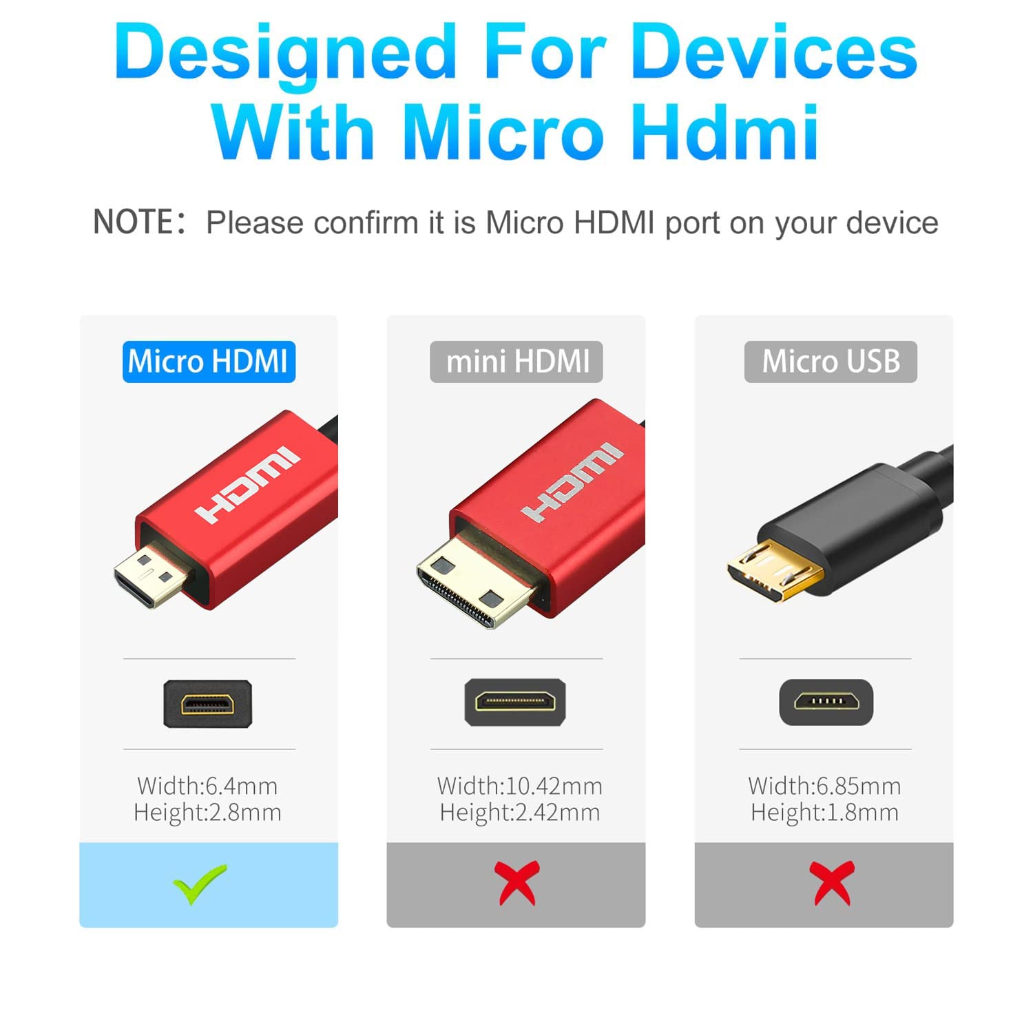 Rulykar Long 4K Micro HDMI to HDMI 9.8FT/3M, Ultra High Speed 18Gbps, Ultra Thin HDMI Cord Φ2.5mm, 4K@60Hz, Compatible with 7 6 5 A6000 A6300 Camera B500 and More