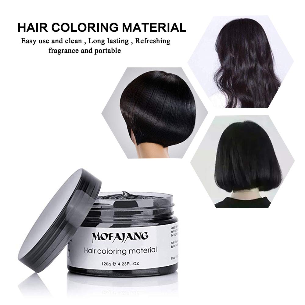 Black Temporary Hair Color Wax, SOVONCARE Hair Dye Wax 4.23 oz Pomades Natural Hairstyle Cream for Men & Women Party Cosplay Halloween Date (Black)