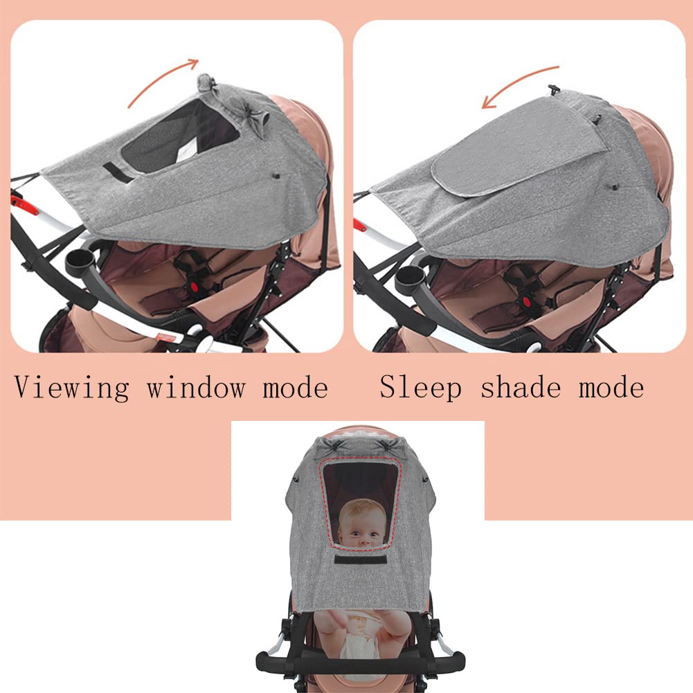 Universal Baby Stroller Sun Shade with Window Elastic Pushchair Sun Shade Canopy Prams Sunshade with Viewing Window Waterproof UV Protection Sun Cover for Baby Car Seat,Buggies,Portable Crib UPF50+