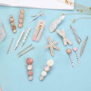 Parcce 20 Pieces Pearl Hair Clips Set, Hair Barrettes Acrylic Resin Sweet Decorative Bobby Pins Hairpin Headwear Hair Accessories Headwear for Women and Girls…