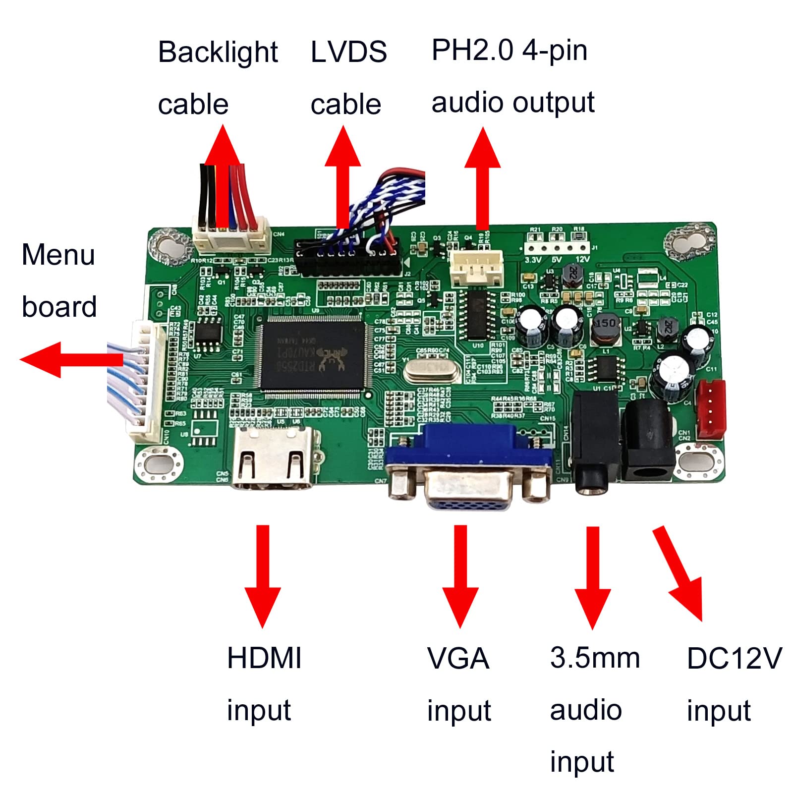 QAREQU LCD Controller for LM270WQ1 SDA2 SDC2 Panel 2K HDMI Video Audio Driver Board