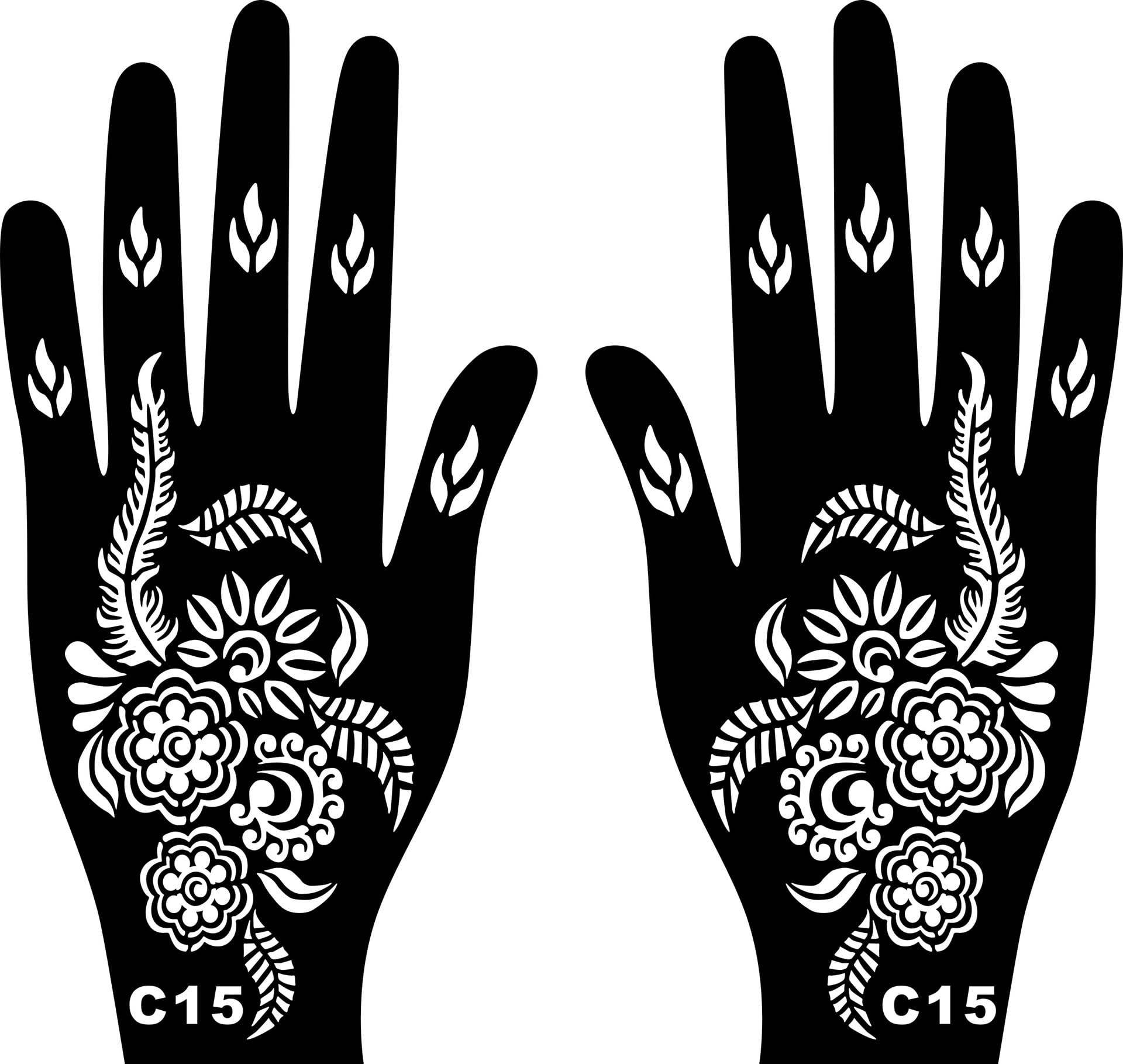 Kotbs 18 Sheets Temporary Tattoo Stencils, Indian Arabian Henna Tattoo Stencils, Glitter Airbrush Tattoo Stickers for Women Boys Girls Hand Body Art