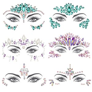 rlmoon mermaid face jewels rhinestone sticker face gem cosplay mermaid halloween face decoration 3d crystal sticker rave accessories for carnival music festival party