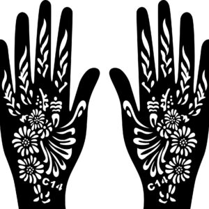 Kotbs 18 Sheets Temporary Tattoo Stencils, Indian Arabian Henna Tattoo Stencils, Glitter Airbrush Tattoo Stickers for Women Boys Girls Hand Body Art