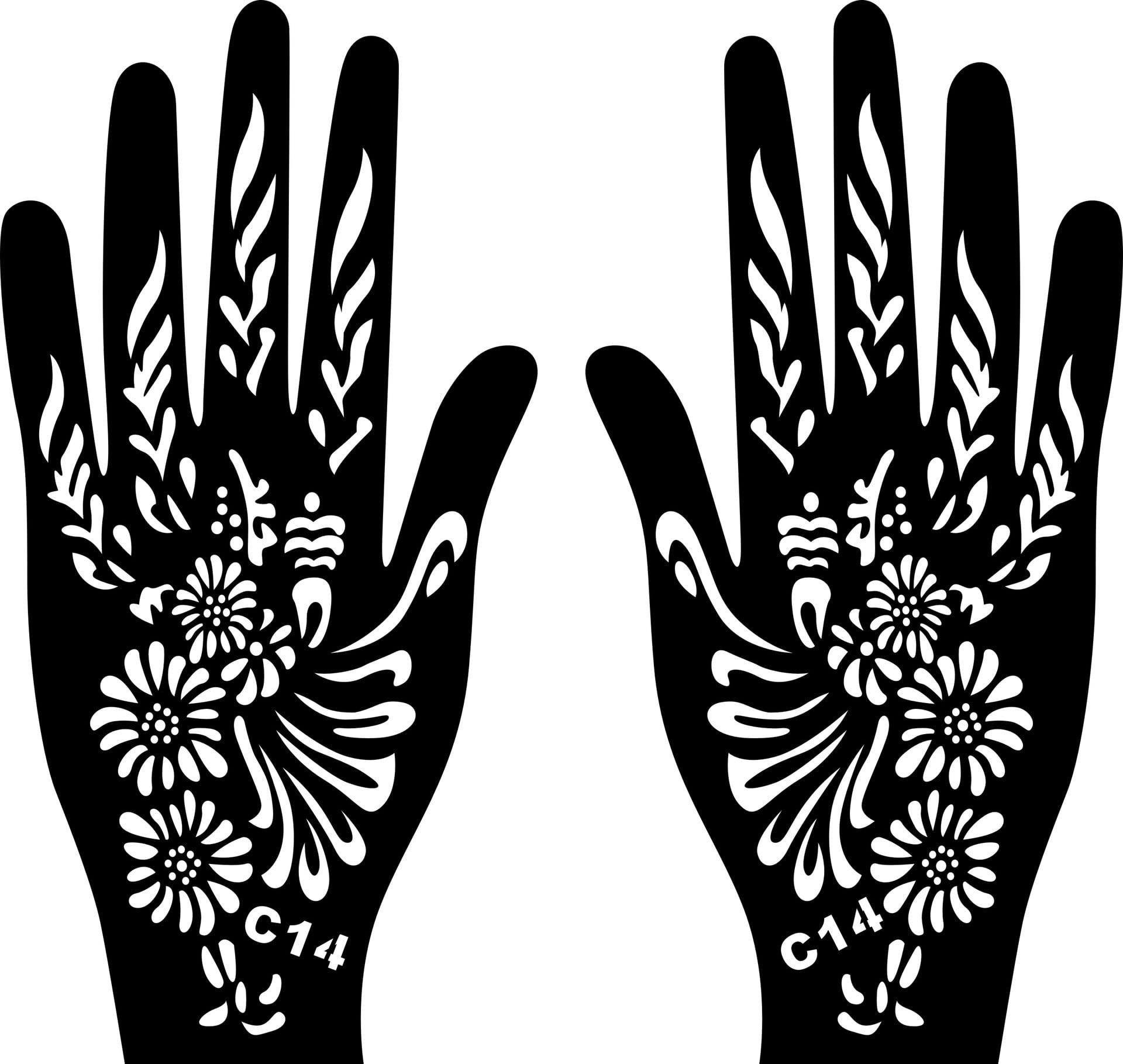 Kotbs 18 Sheets Temporary Tattoo Stencils, Indian Arabian Henna Tattoo Stencils, Glitter Airbrush Tattoo Stickers for Women Boys Girls Hand Body Art