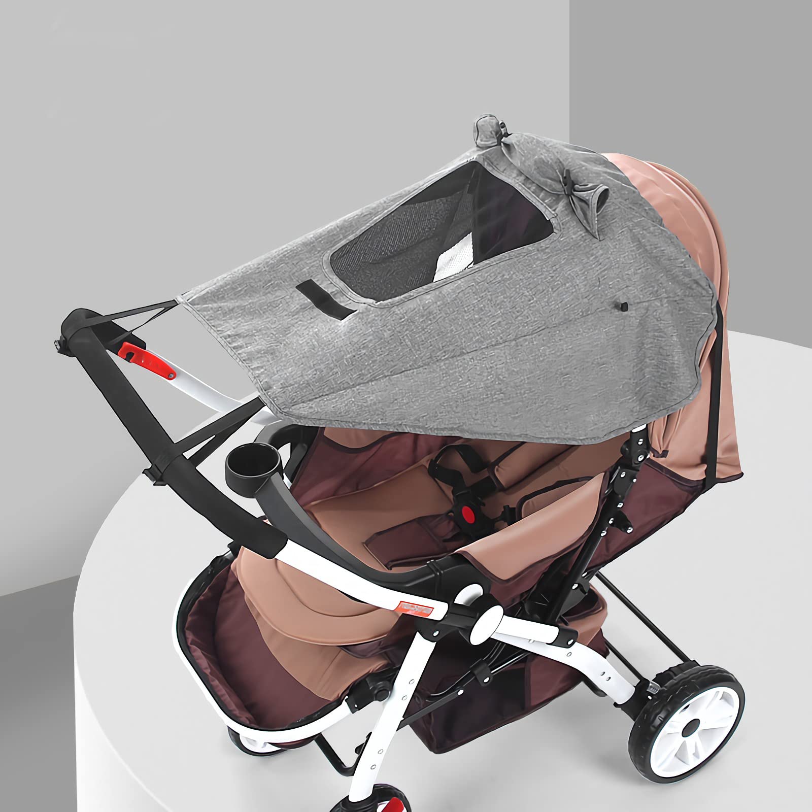 Universal Baby Stroller Sun Shade with Window Elastic Pushchair Sun Shade Canopy Prams Sunshade with Viewing Window Waterproof UV Protection Sun Cover for Baby Car Seat,Buggies,Portable Crib UPF50+