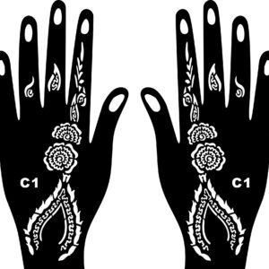 Kotbs 18 Sheets Temporary Tattoo Stencils, Indian Arabian Henna Tattoo Stencils, Glitter Airbrush Tattoo Stickers for Women Boys Girls Hand Body Art