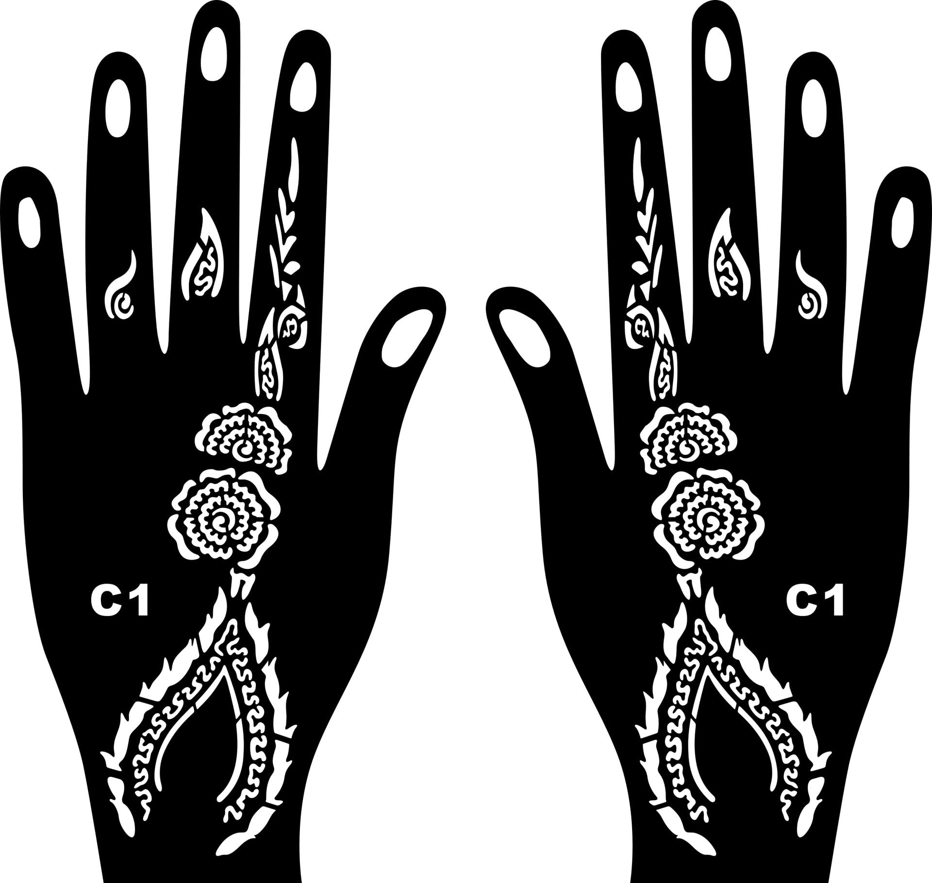 Kotbs 18 Sheets Temporary Tattoo Stencils, Indian Arabian Henna Tattoo Stencils, Glitter Airbrush Tattoo Stickers for Women Boys Girls Hand Body Art