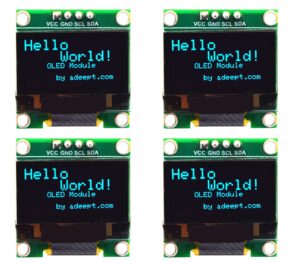 adeept 4pcs 0.96 inch oled module 12864 128x64 ssd1306 iic i2c serial self-luminous display board compatible with arduino raspberry pi and mcu(blue) - pins soldered