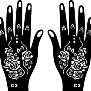 Kotbs 18 Sheets Temporary Tattoo Stencils, Indian Arabian Henna Tattoo Stencils, Glitter Airbrush Tattoo Stickers for Women Boys Girls Hand Body Art